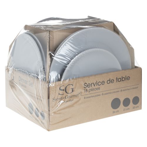 Service De Table 18 Pièces "colorama" 26cm Gris