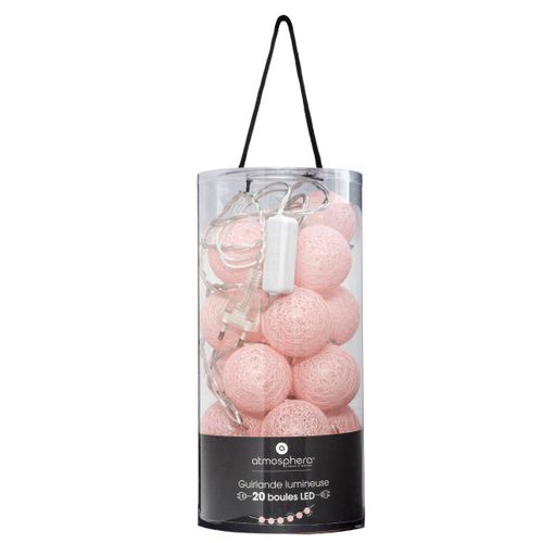 Guirlande Sur Secteur LED 20 Boules - Rose Clair