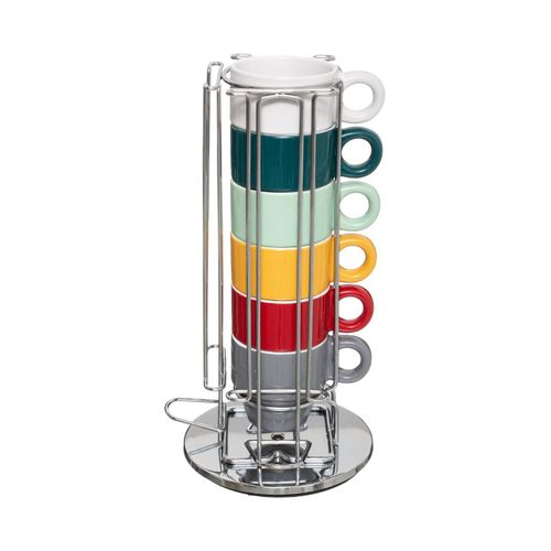 Set 6 Tasses à Café Avec Rack Rotatif Chromé Et Porte Capsules - Bol ...