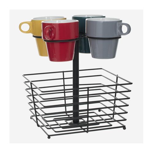 Lot De 4 Mugs Avec Support Et Panier Rangement Pour Capsules