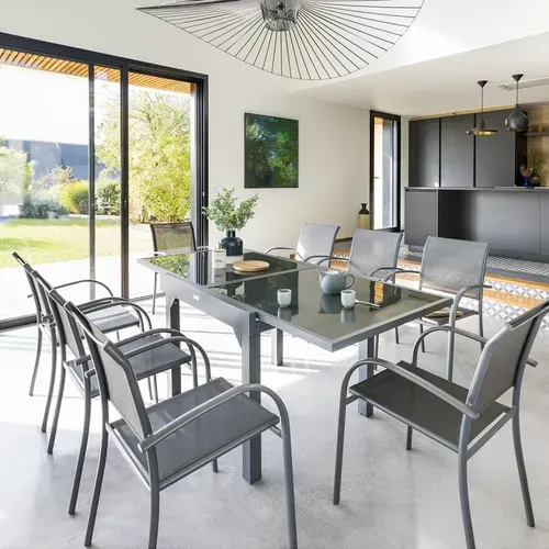 Table extensible 8 personnes PIAZZA Graphite vue d'ambiance 1