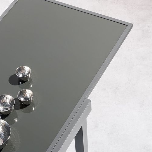 Table Rectangulaire Ext. Verre Piazza 10 P. Graphite Hespéride