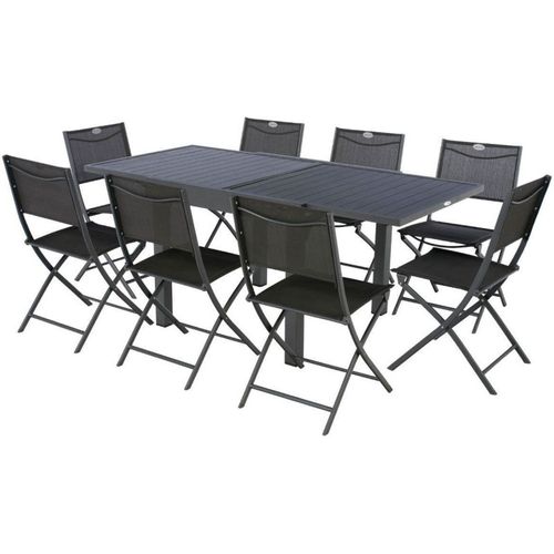 Table Rectangulaire Extensible Piazza 8 P. Graphite Hespéride