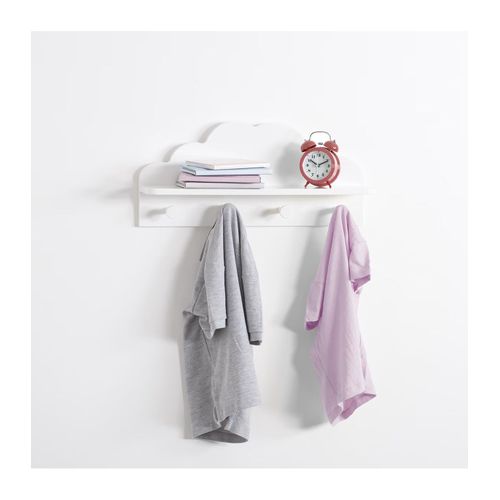 Patère Enfant Nuage Blanc 4 Crochets Avec Tablette