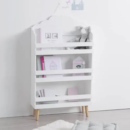 Bibliothèque Enfant Nuage Blanc 3 Étagères