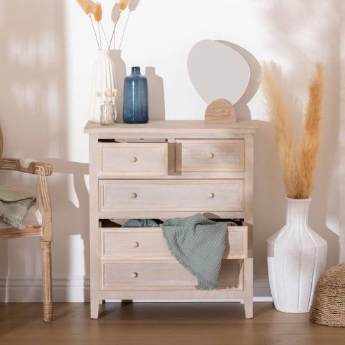 Commode Charme 5 Tiroirs Bois Atmosphera