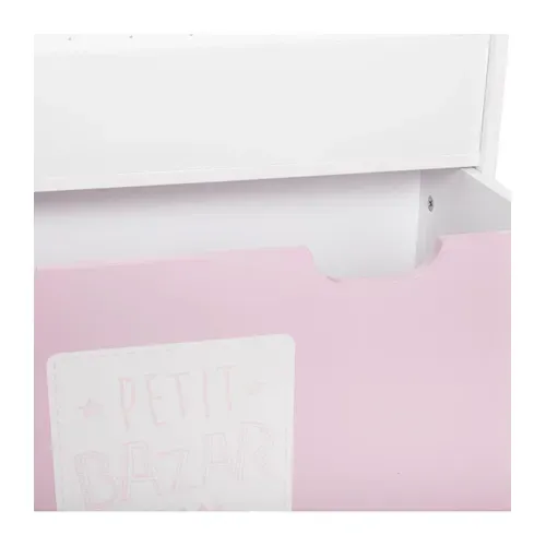 Bibliothèque Enfant Blanche et Rose Avec Bac De Rangement Sur Roulette