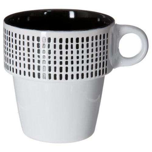 Set De 6 Mugs Sur Rack "ethnik" Noir & Blanc H. 9