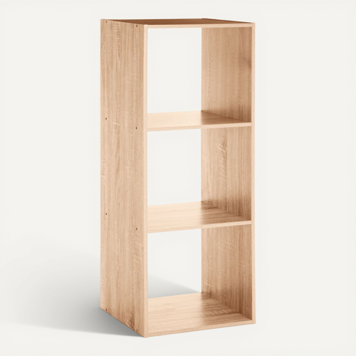 Etagère Rectangulaire à 3 Cases Mix - H. 100,5 Cm - Couleur Bois