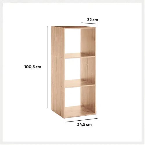 Etagère Rectangulaire à 3 Cases Mix - H. 100,5 Cm - Couleur Bois