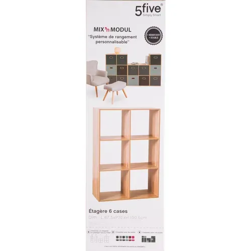 Etagère 6 Cases Mix - P. 32 Cm X H. 100,5 Cm - Beige