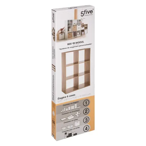 Etagère 6 Cases Mix - P. 32 Cm X H. 100,5 Cm - Beige