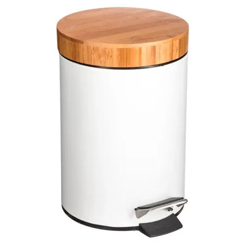 Poubelle salle de bain 3L - Blanc / Naturel vue 3/4