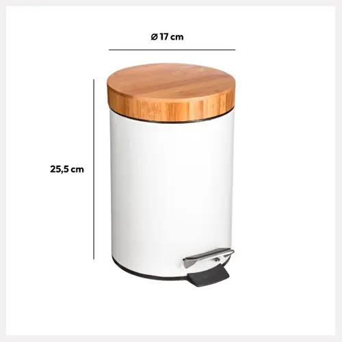Poubelle salle de bain 3L - Blanc / Naturel