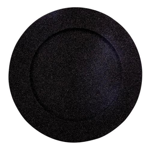 Assiette De Présentation "paillettes" 33cm Noir