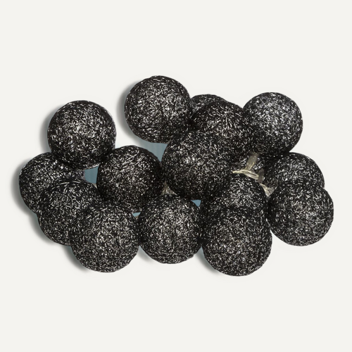 Guirlande LED 16 Boules - Noir