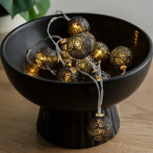 Guirlande LED 16 Boules - Noir