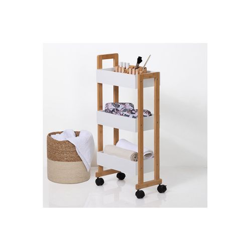 Desserte En Bambou 3 Niveaux Lea - L. 38 X H. 80 Cm - Blanc