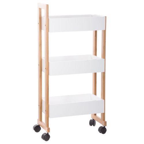 Desserte En Bambou 3 Niveaux Lea - L. 38 X H. 80 Cm - Blanc