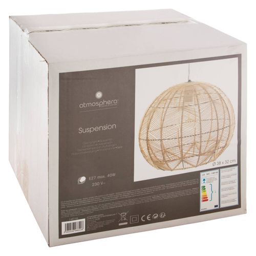Luminaire Suspension En Rotin Naturel D 38 Cm