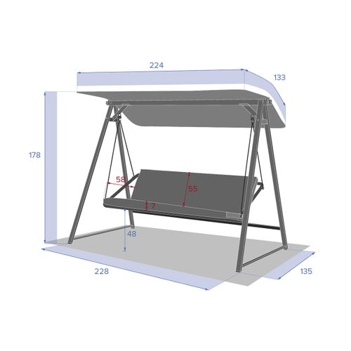 Balancelle 3 Places Soly Honey/charbon Hespéride