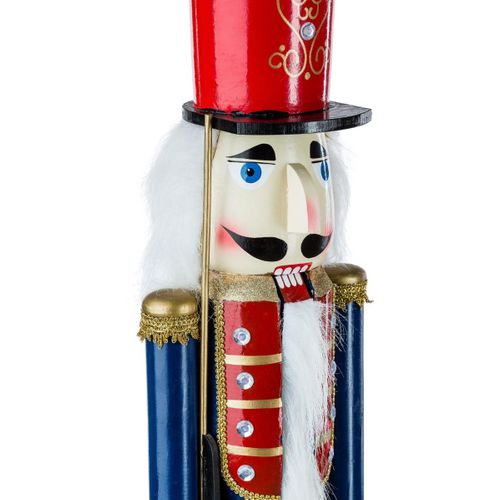 Déco De Noël Grande Figurine Casse Noisette En Bois Rouge H 106 Cm