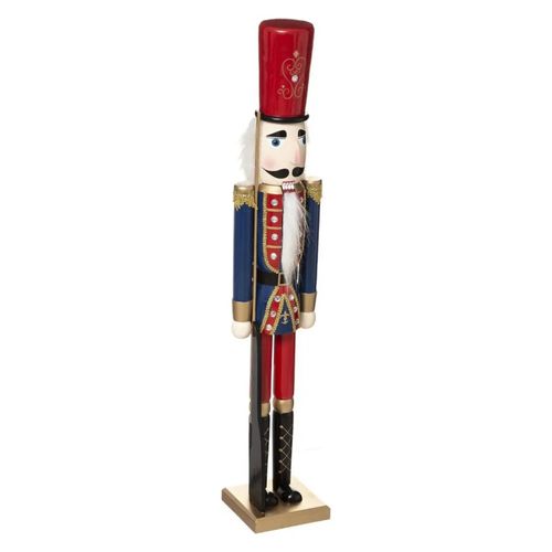 Déco De Noël Grande Figurine Casse Noisette En Bois Rouge H 106 Cm