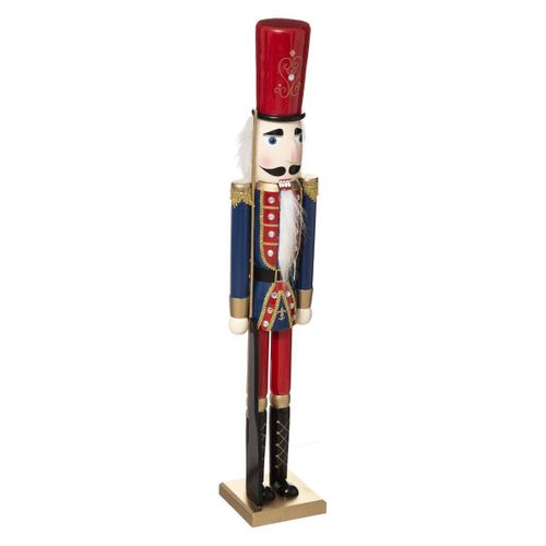 Déco De Noël Grande Figurine Casse Noisette En Bois Rouge H 106 Cm
