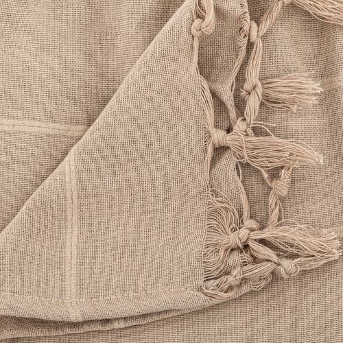 Jeté De Lit En Coton Beige Lin 230 X 250 Cm