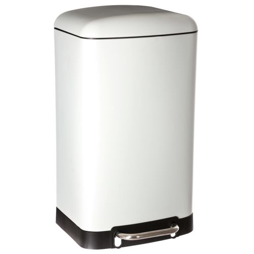 Poubelle 30 Litres En Métal Blanc Ouverture à Pédale