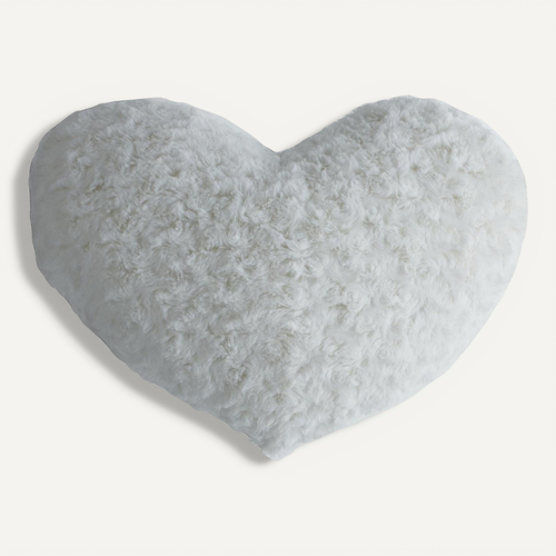 Coussin Coeur Bouclette Ivoire
