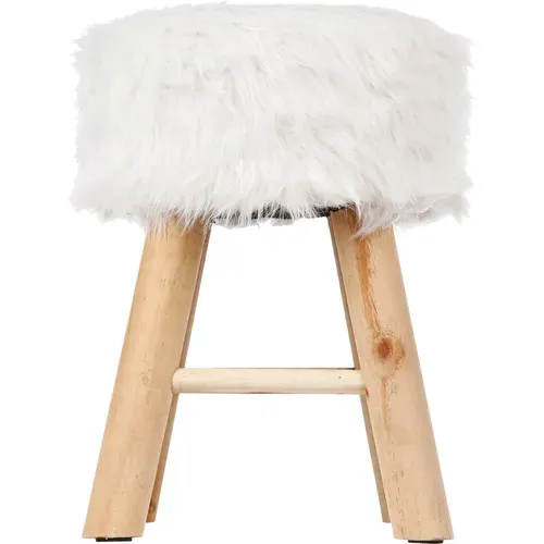 Tabouret Blanc Effet Fourrure - Instinct Naturel