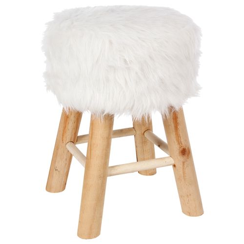 Tabouret Blanc Effet Fourrure - Instinct Naturel