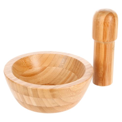 Mortier et pilon bambou  naturel vue 3/4