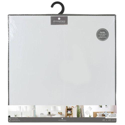 Lot De 2 Miroirs Carrés Adhésifs 40x40