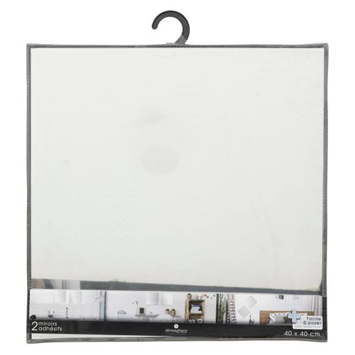 Lot De 2 Miroirs Carrés Adhésifs 40x40