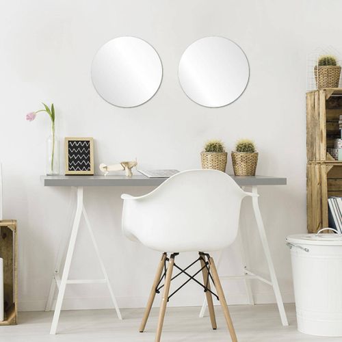 Lot De 2 Miroirs Ronds Adhésifs 40x40