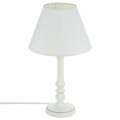 Lampe à Poser En Bois Blanc Patiné H 35 Cm