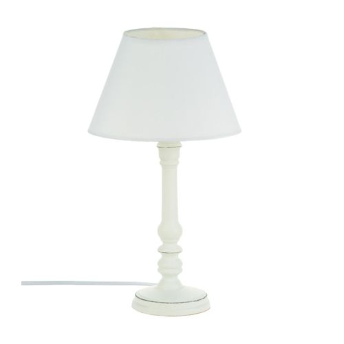 Lampe à Poser En Bois Blanc Patiné H 35 Cm