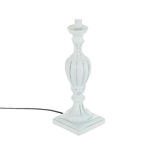 Lampe à Poser Pied En Bois Patiné Blanc H 55 Cm
