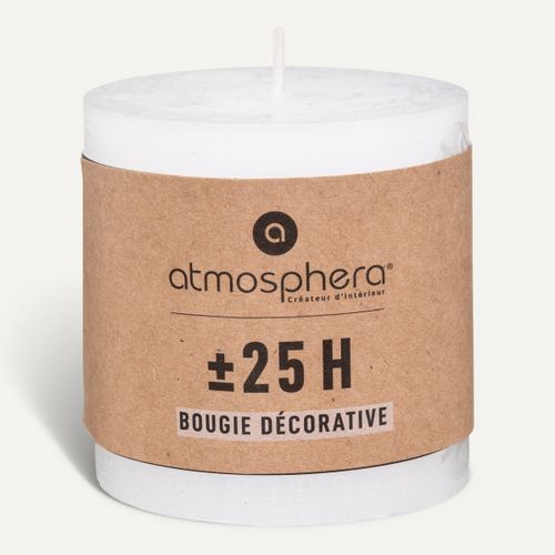 Bougie ronde Ø 6,7 cm OLIA Blanc vue de face