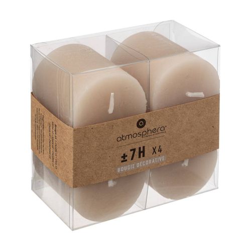 Lot De 4 Bougies Votive Rustique Taupe D 4.5 Cm