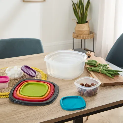 Lot de 7 boîtes carrées COLORS Transparent vue d'ambiance 1