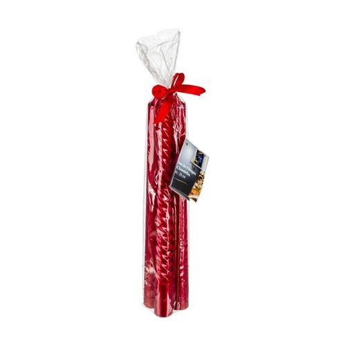 Lot De 4 Bougies Bâtons Pailleté Et Twisté Rouge H 25 Cm