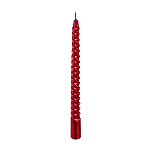 Lot De 4 Bougies Bâtons Pailleté Et Twisté Rouge H 25 Cm