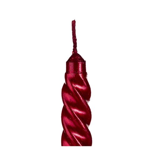 Lot De 4 Bougies Bâtons Pailleté Et Twisté Rouge H 25 Cm