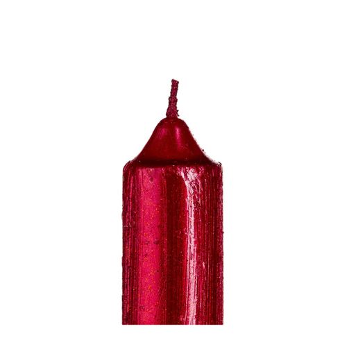 Lot De 4 Bougies Bâtons Pailleté Et Twisté Rouge H 25 Cm