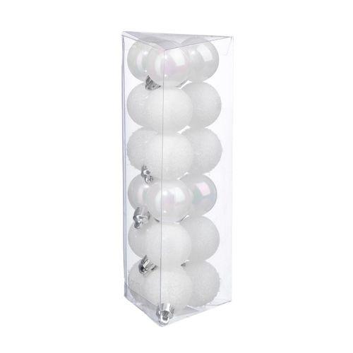 Décoration De Sapin Lot De 18 Boules De Noël D 3 Cm - Blanc Et Neige