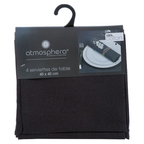 Lot De 4 Serviettes De Table En Coton Gris Foncé  40 X 40 Cm