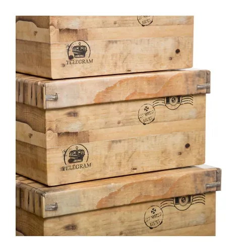 Lot De 6 Boites De Rangement Avec Coins En Métal  Effet Cagette